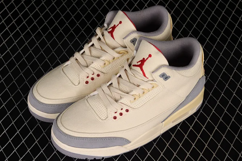 All categories Air Jordan Jordan series basketball shoes Air Jordan 3 cost-effective version Air Jordan 3 "Muslin" AJ3 Joe 3 cement gray canvas basketball shoes DH7139-100